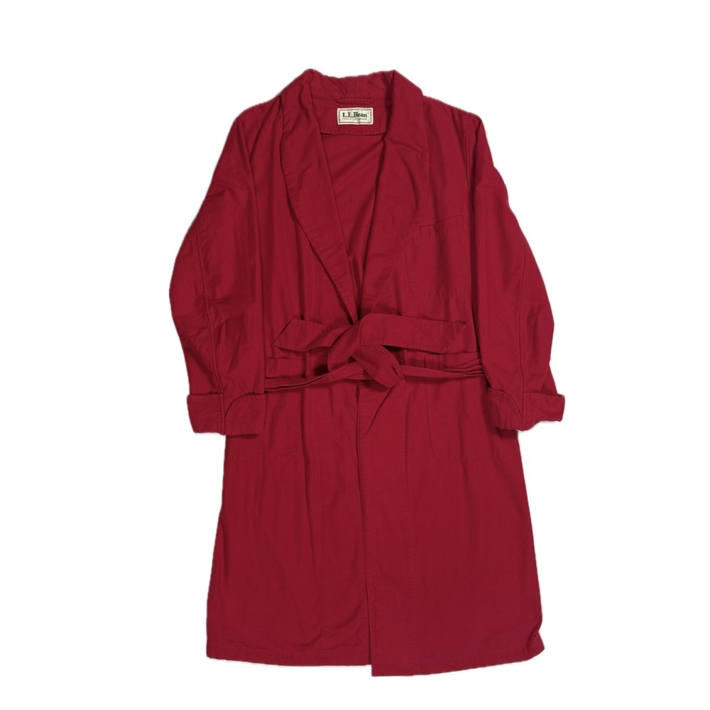 Vintage 70s LL Bean red chamois cloth belted bathrobe men's medium